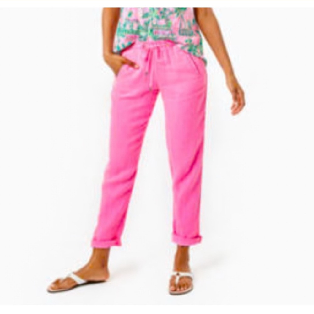 Lilly Pulitzer pink linen pants